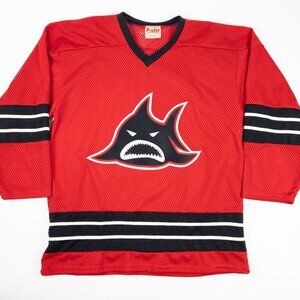 Los Angeles Sharks Vintage 70s Hockey Jersey Men Large Red Long Beach WHA ProJoy